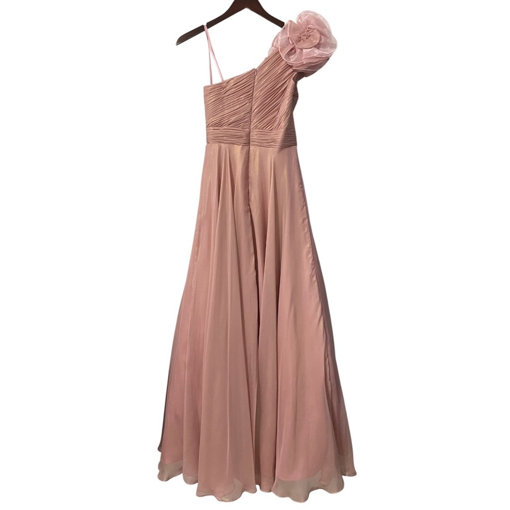 NWT Mac Duggal Pink Iridescent One Shoulder Rosette Ball Gown Dress 49252 Size 4 - Picture 6 of 8
